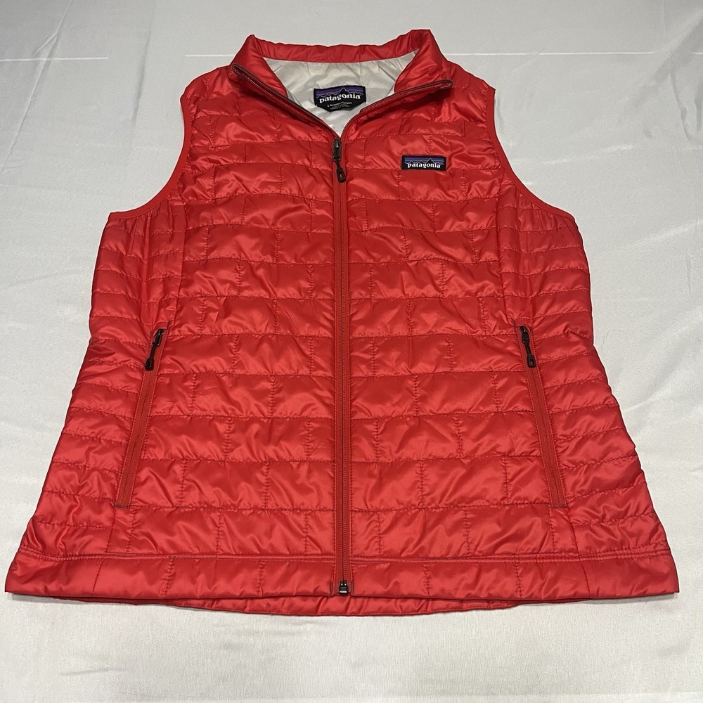 Patagonia Nano Puff Vest Women Large Red Quilted Packable Full Zip Outdoor